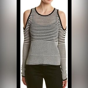 NWT Romeo+Juliet Couture Black & White Striped Cold Shoulder Knit Top